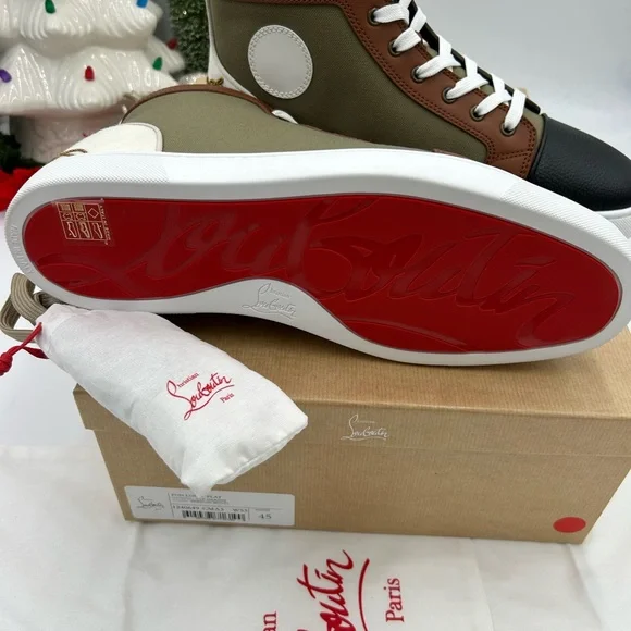 Christian Louboutin men's fun Louis high top sneakers size 45 made in Italy - Picture 9 of 10